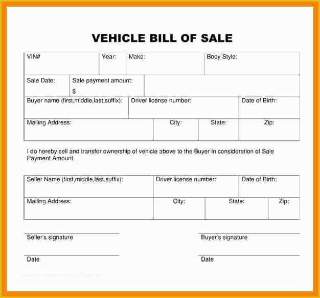 Vehicle Bill Of Sale Georgia Template