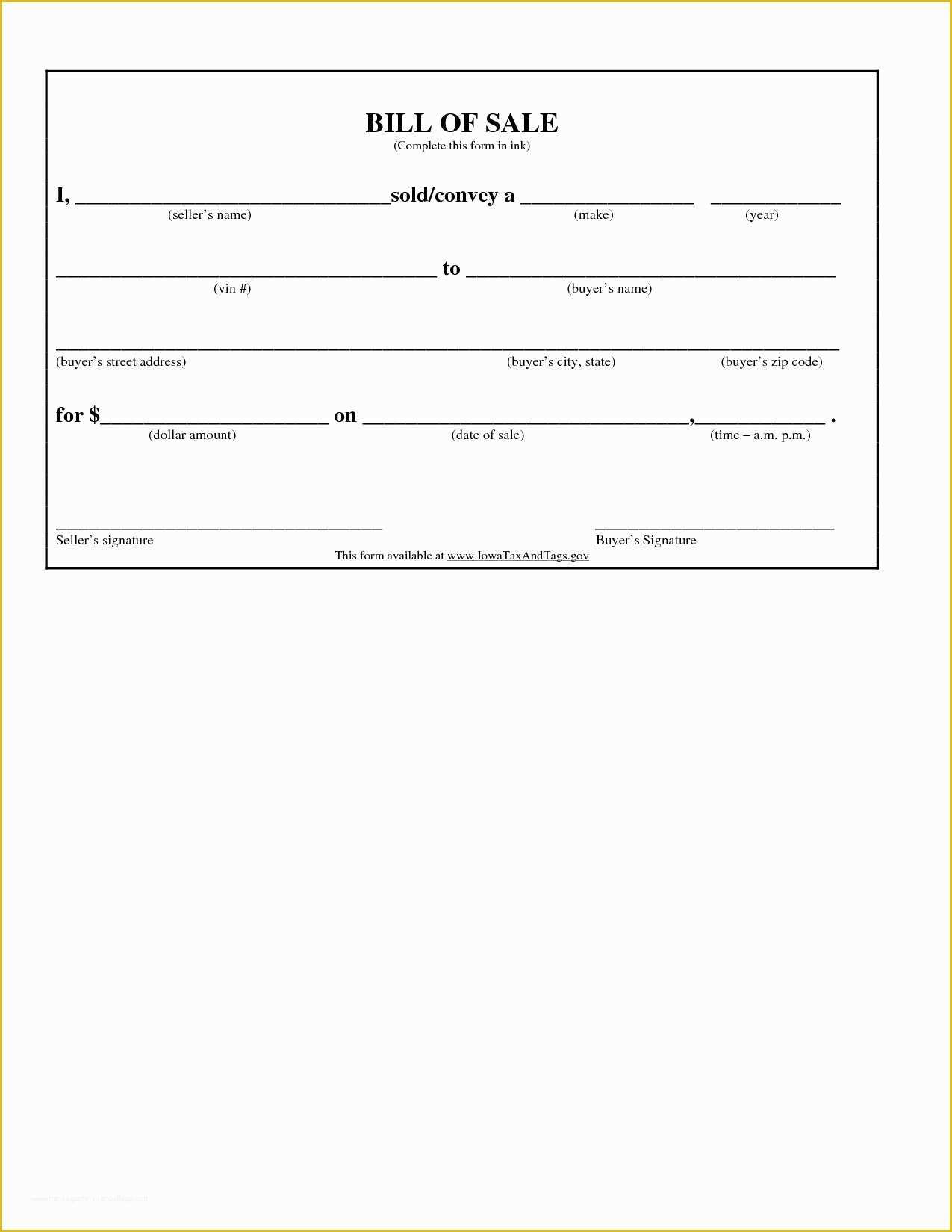 Printable Georgia Vehicle Bill Of Sale