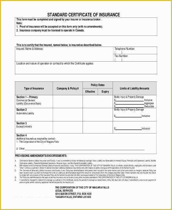 Free Blank Insurance Card Template Of Insurance Certificate Template 