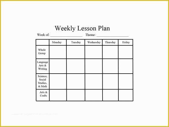 Free Blank Preschool Lesson Plan Templates Of Weekly Lesson Plan 