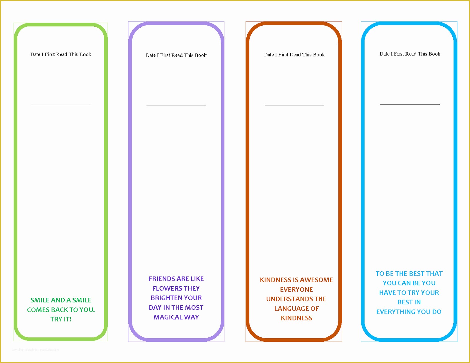 Free Bookmark Templates Of Printable Bookmarks With Quotes Quotesgram Heritagechristiancollege