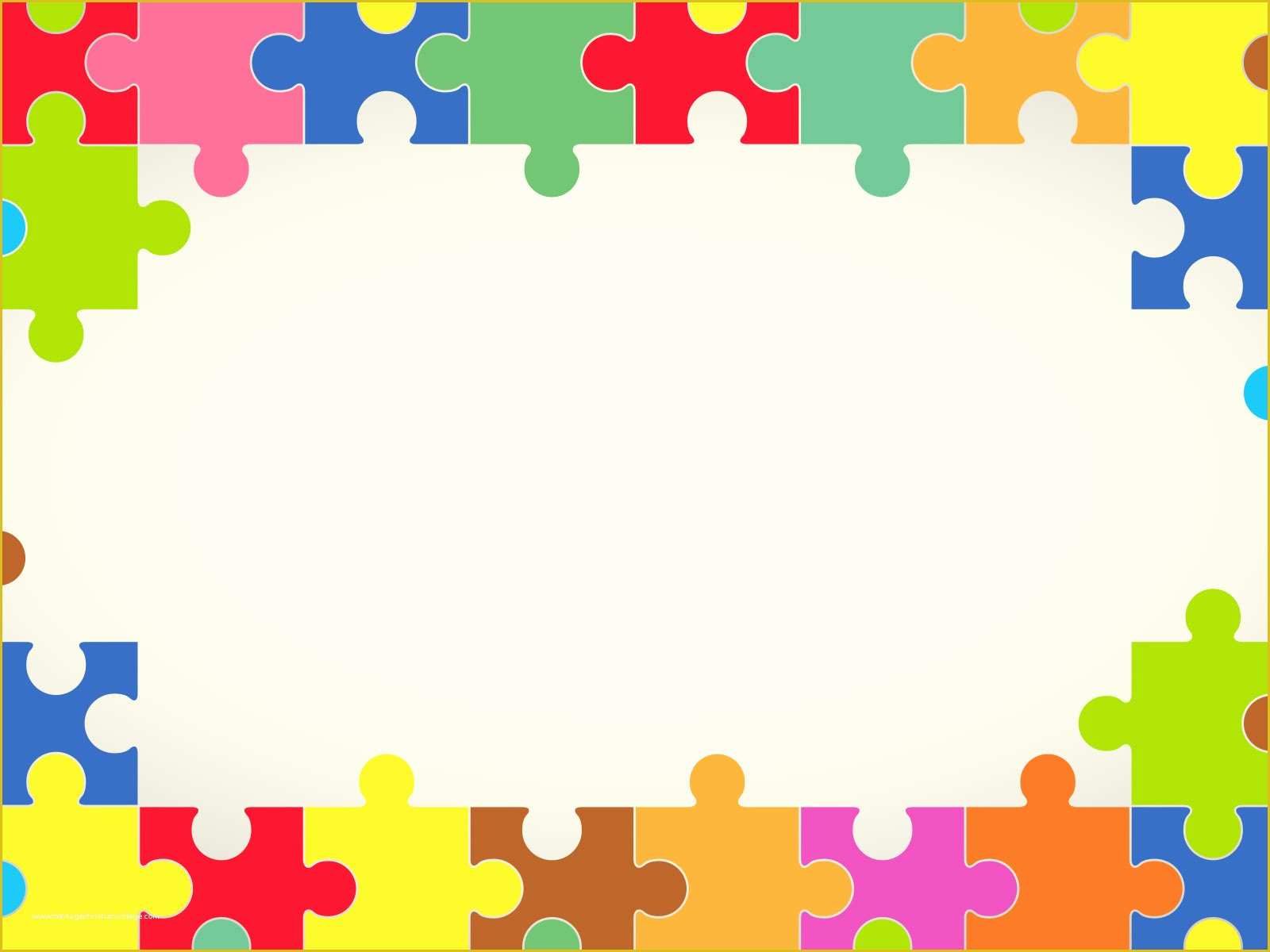 Free Border Templates For Powerpoint Of Colourful Puzzles Powerpoint 