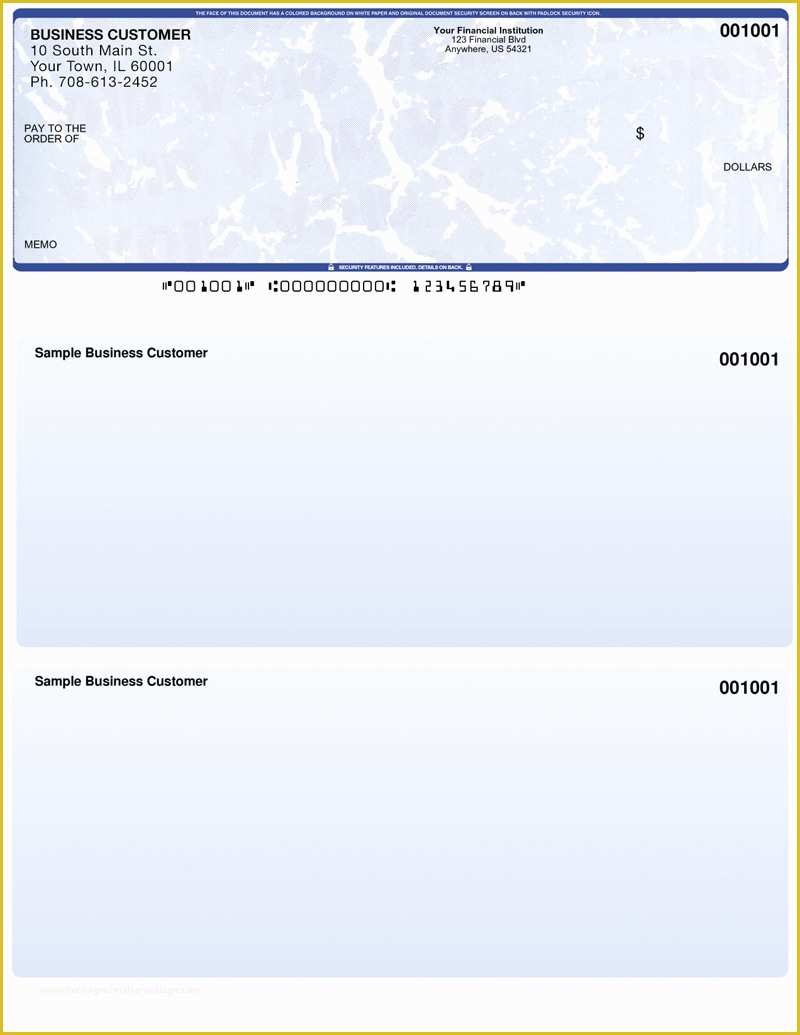 Free Business Check Printing Template Of Blue Marble Top Laser Checks 