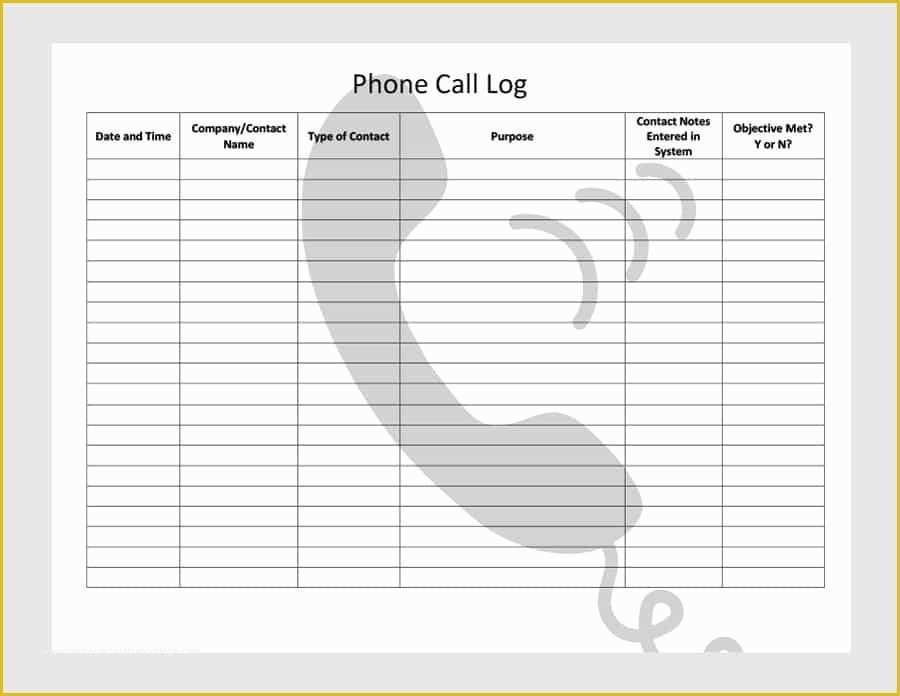 Free Call Log Template Of 40 Printable Call Log Templates In Microsoft 