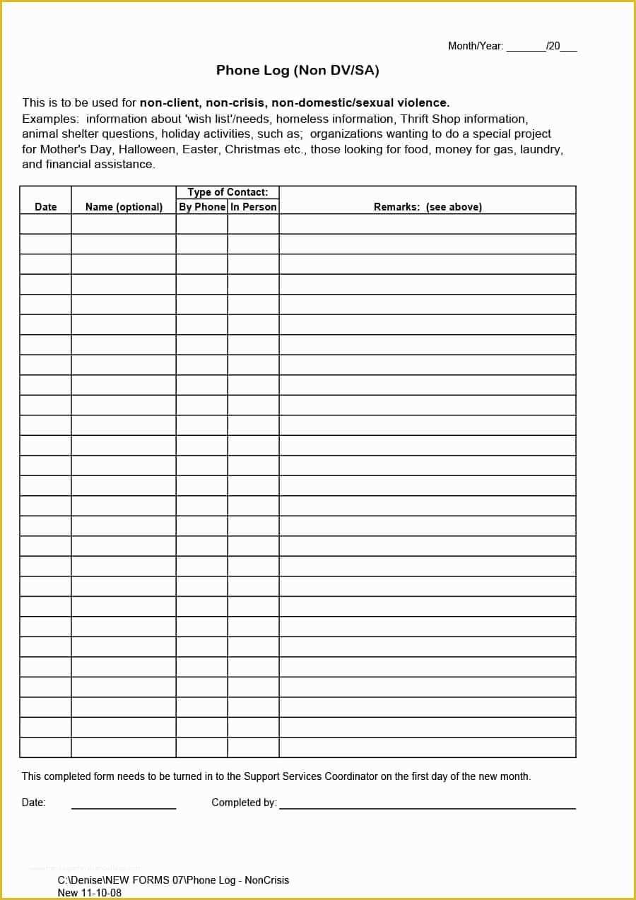 Free Call Log Template Of 40 Printable Call Log Templates In Microsoft Word And Excel 