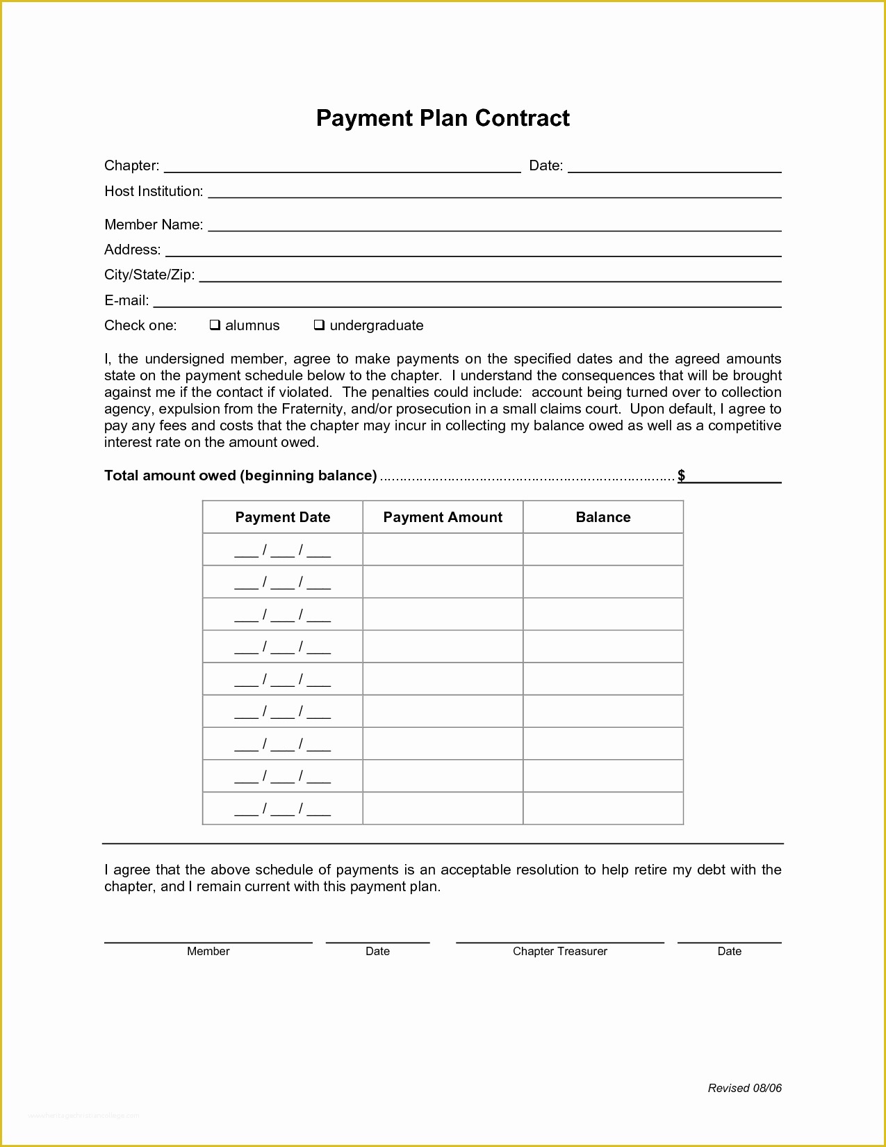 Car Payment Plan Template