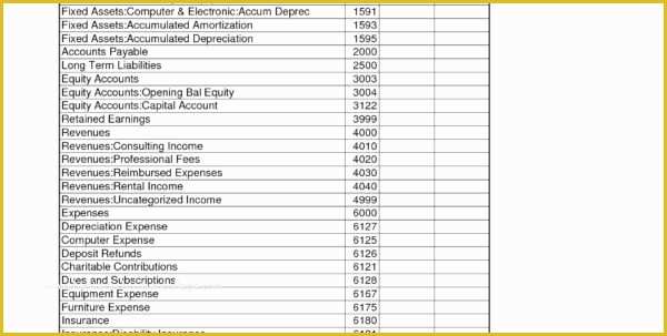 Chart Of Accounts Spreadsheet