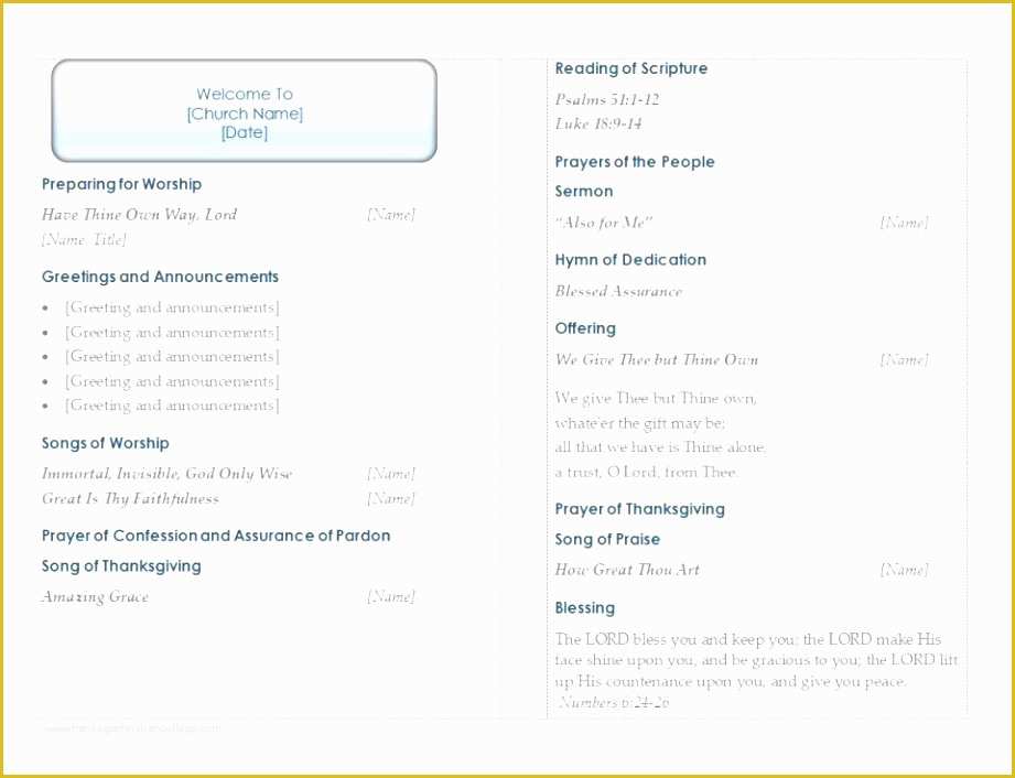 Free Church Program Template Microsoft Word Of 6 Church Bulletin 