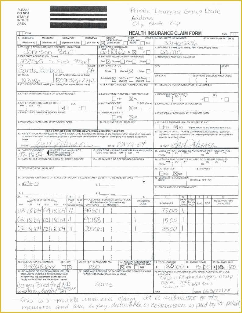 Free Cms 1500 Claim Form Template Of Cms 1500 Forms Original Original Cms 1500 Form Pdf