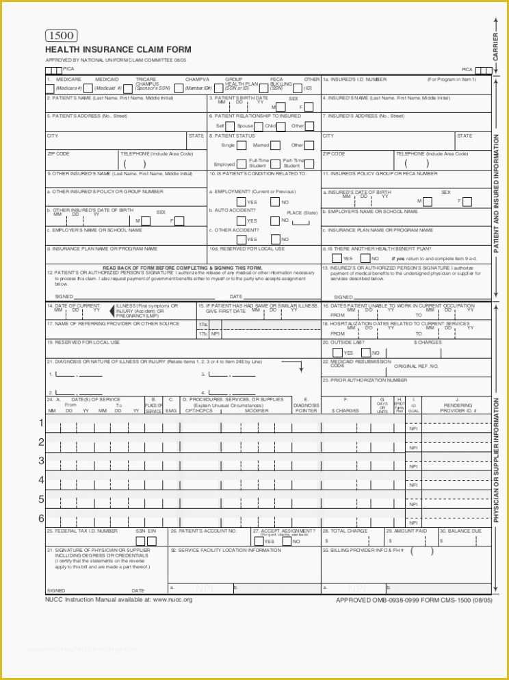 Free Fillable And Printable Cms 1500 Form Printable Forms Free Online