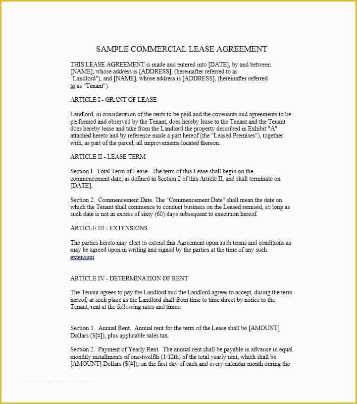 Free Commercial Lease Purchase Agreement Template Of 26 Free Mercial 