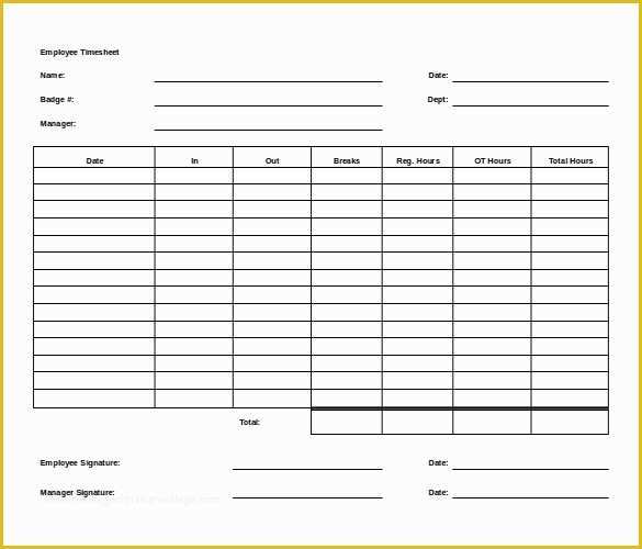 Employee Timesheet Template Word