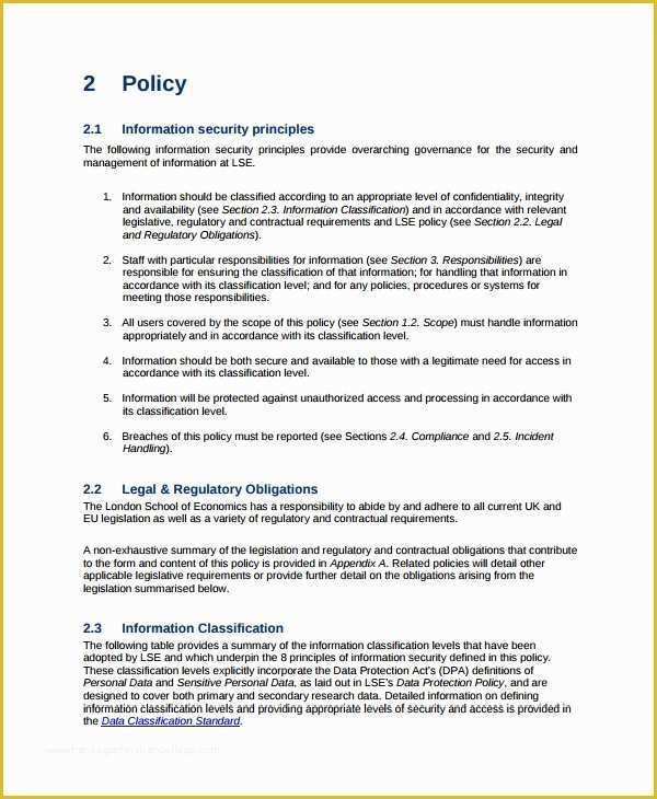 Free Cyber Security Policy Template Of 42 Information Security Policy 