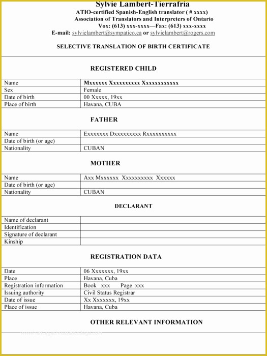 Free Death Certificate Translation Template Of Death Certificate 