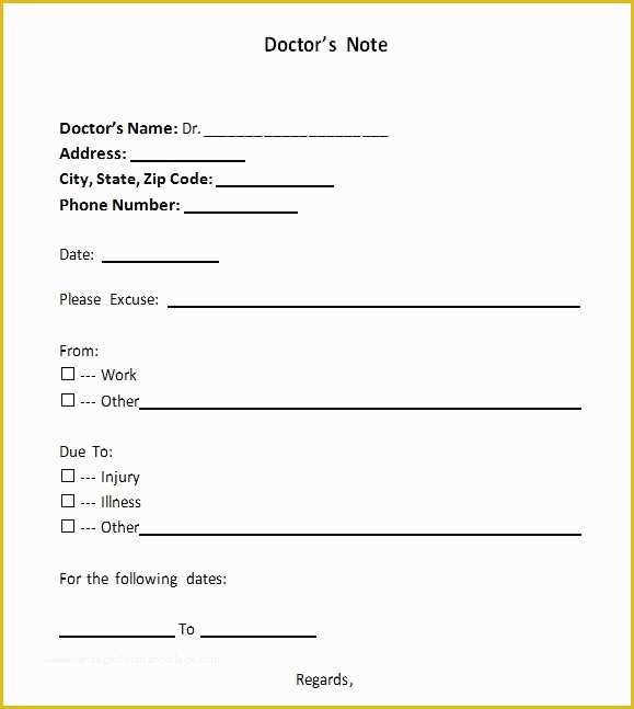 Printable Urgent Care Doctors Note Template