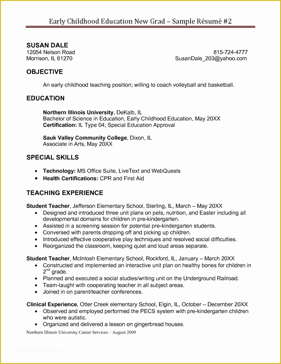 resume samples for educators