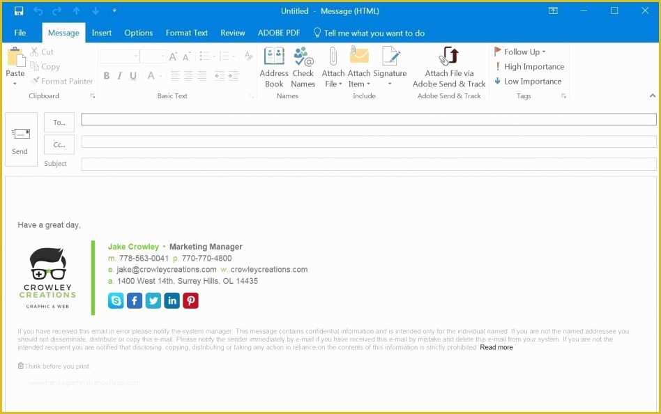 change signature in microsoft outlook email