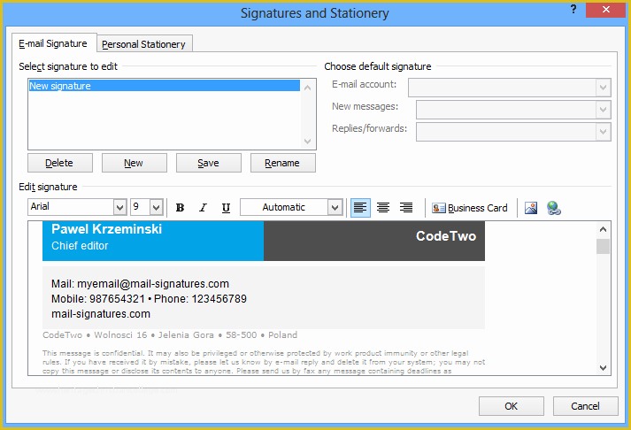 Free Email Signature Templates For Outlook Of HTML Email Signature 