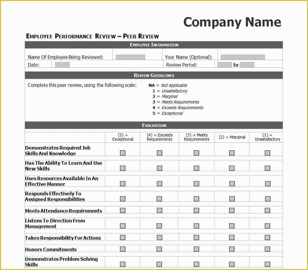 Free Employee Evaluation Template Word Of Employee Evaluation Template 