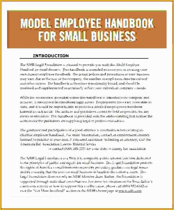 Free Employee Handbook Template For Small Business Of Employee Handbook 
