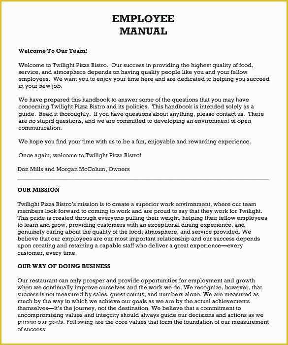  Free Employee Handbook Template For Small Business Of Small Business 