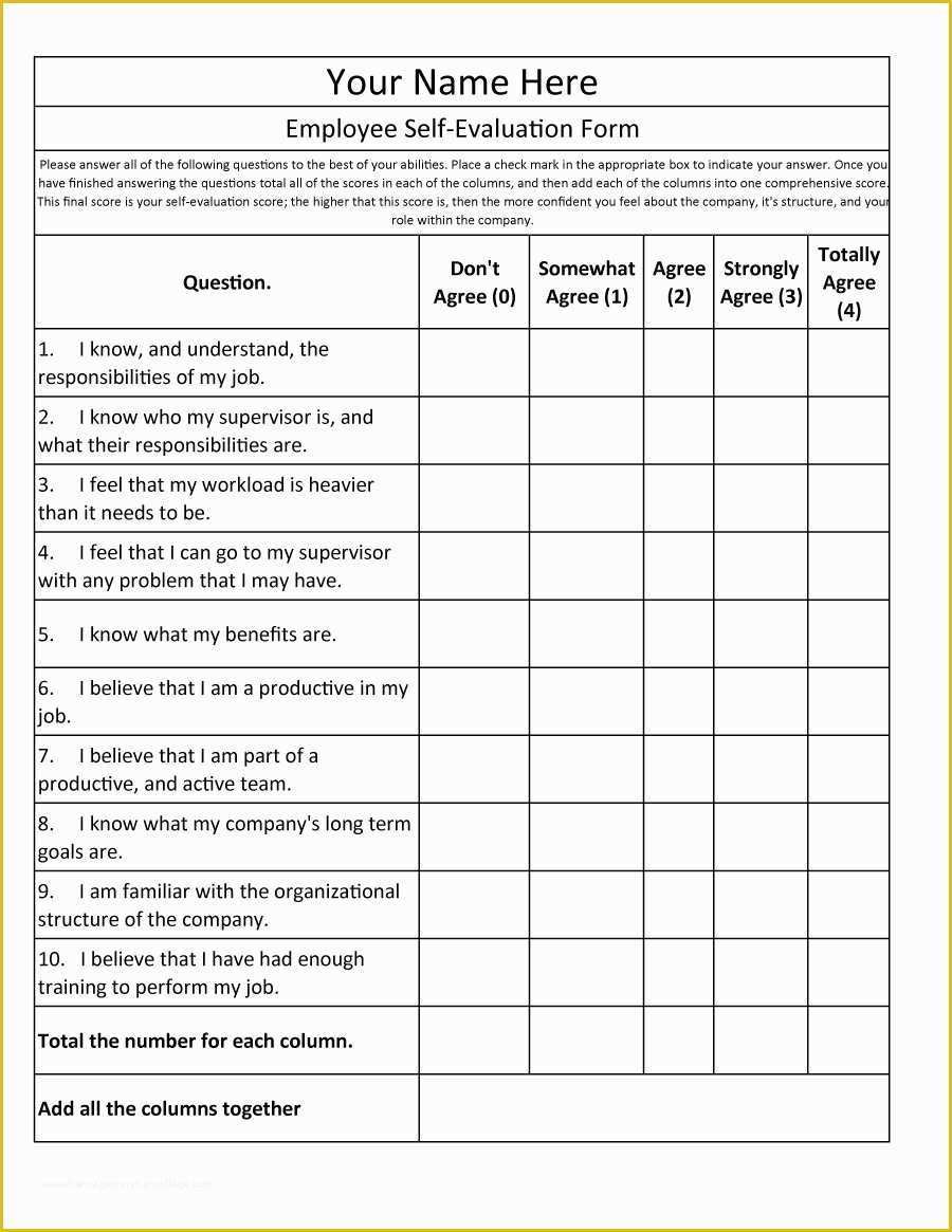 Free Employee Review Template Of 46 Employee Evaluation Forms 