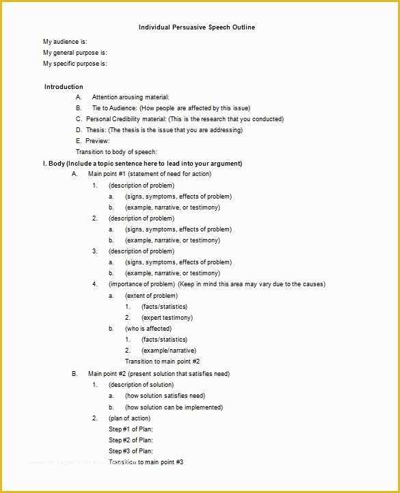 Free Essay Template Download Of 7 Persuasive Speech Outline Template 