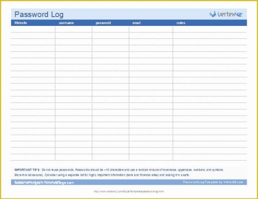 Free Excel Password Manager Template Of Password Log Template ...