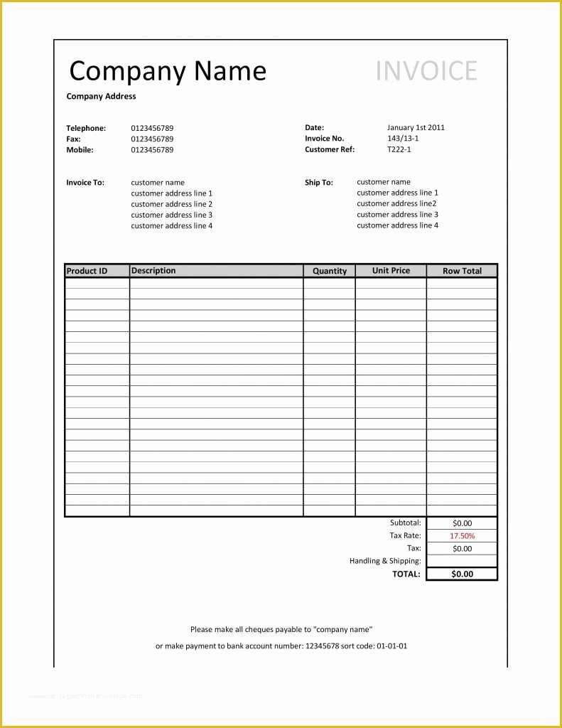 Free Excel Templates Of 19 Free Invoice Template Excel Easy to Edit and ...