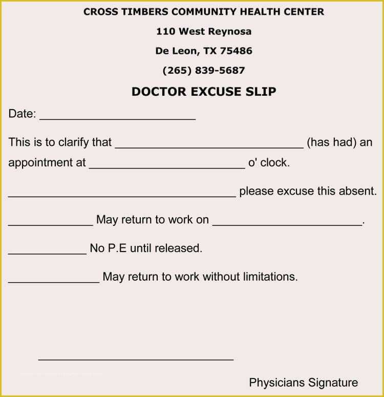 Fake Covid Doctors Note Template
