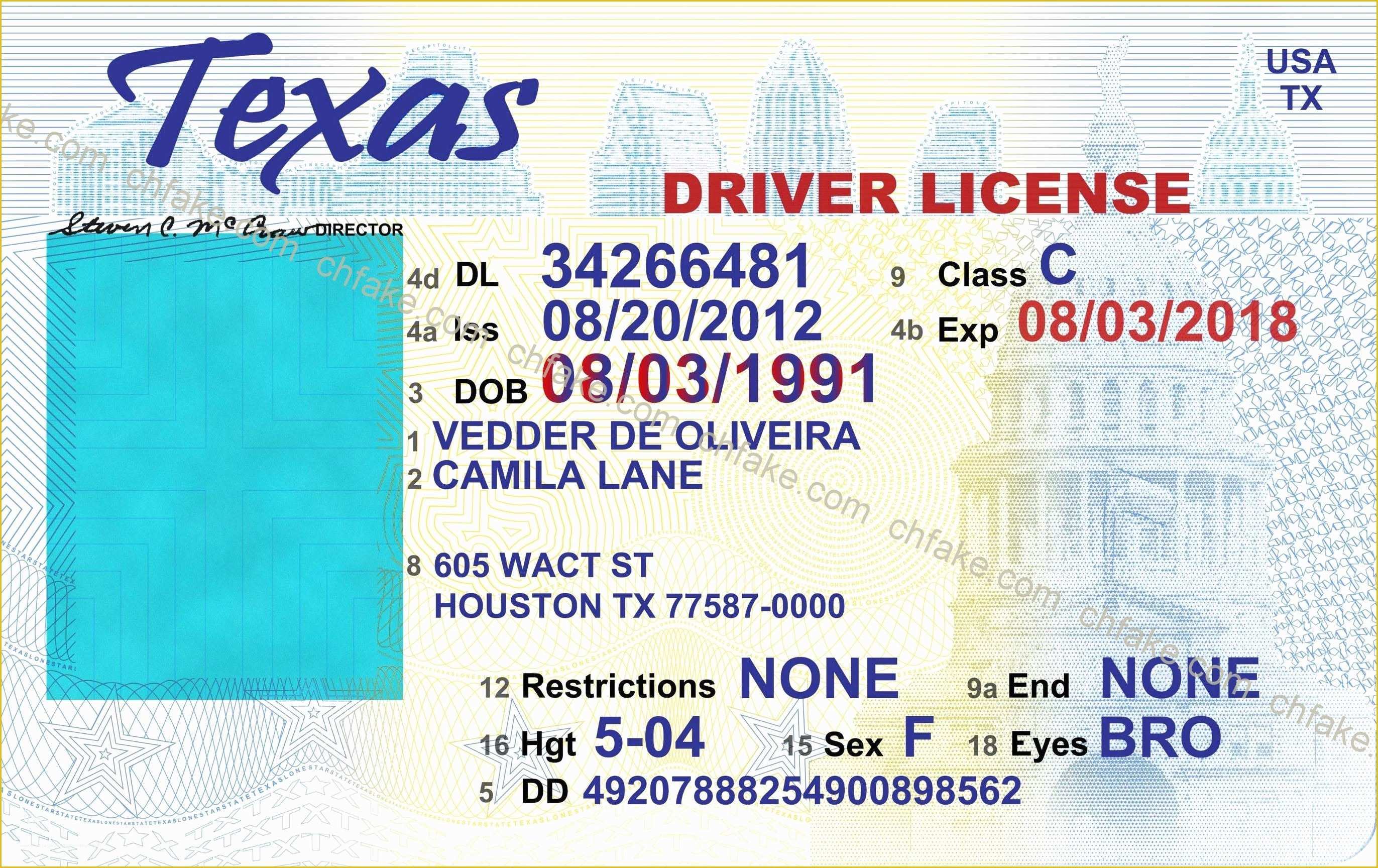fake drivers license template calinfonia