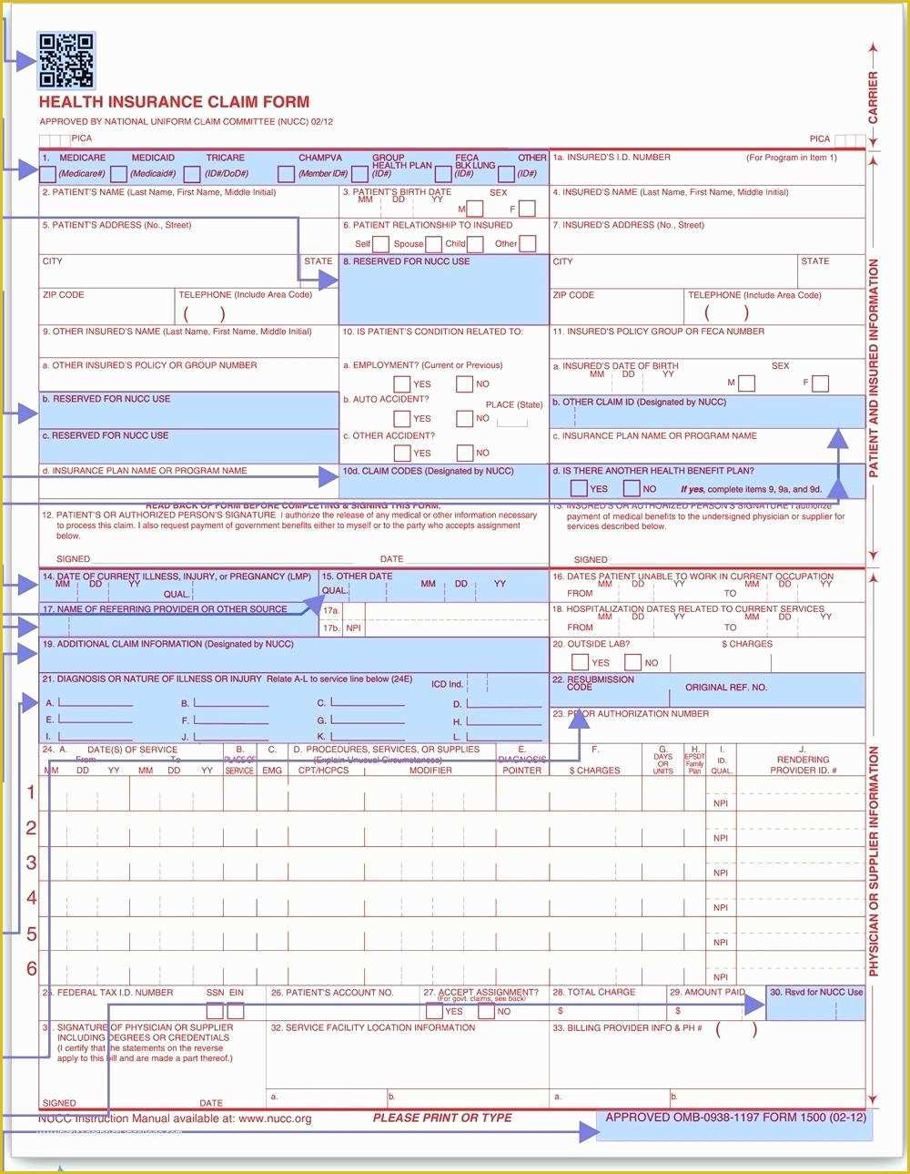 Free Fillable Cms 1500 Template Of 1500 Claim Form Pdf Fillable To Pin Images