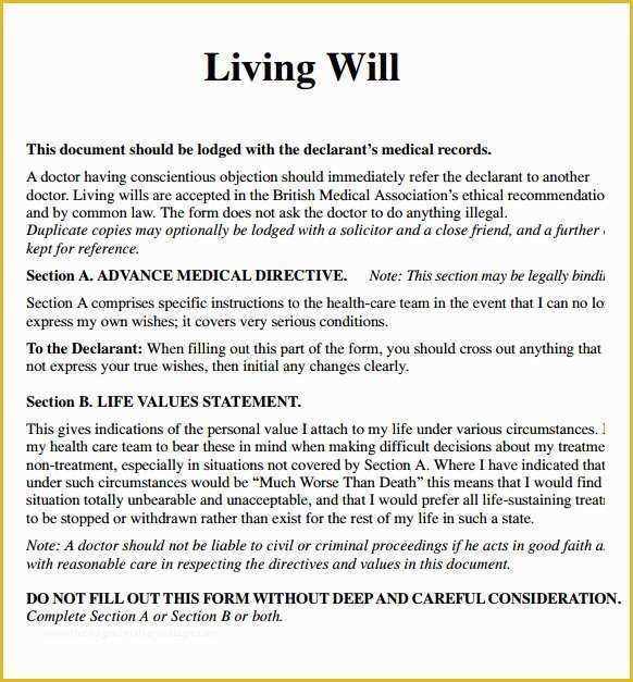 Free Florida Will Templates Of Living Will Template 7 Free Samples 