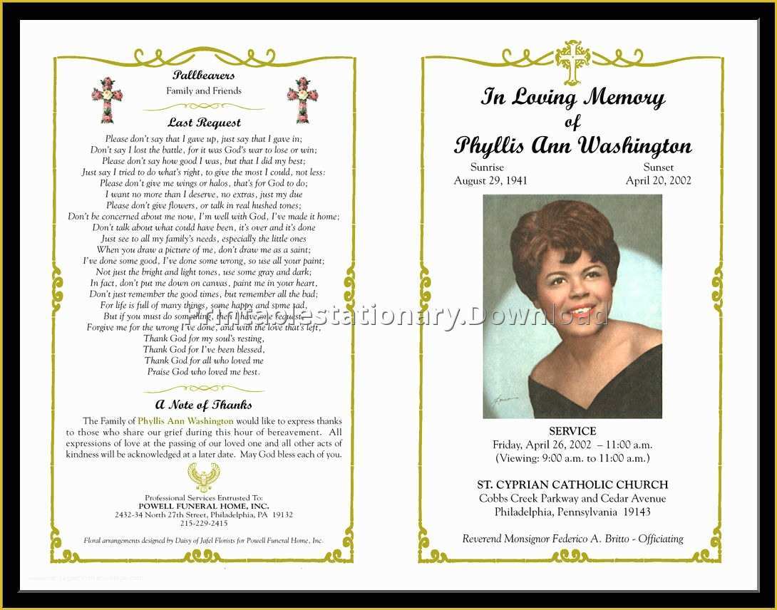 Free Funeral Program Template Download 2010 Of Free Funeral Program Template