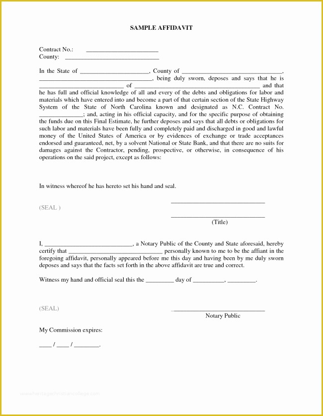 Free General Affidavit Template Of Sample Blank Affidavit Form 9 Free Documents In Pdf