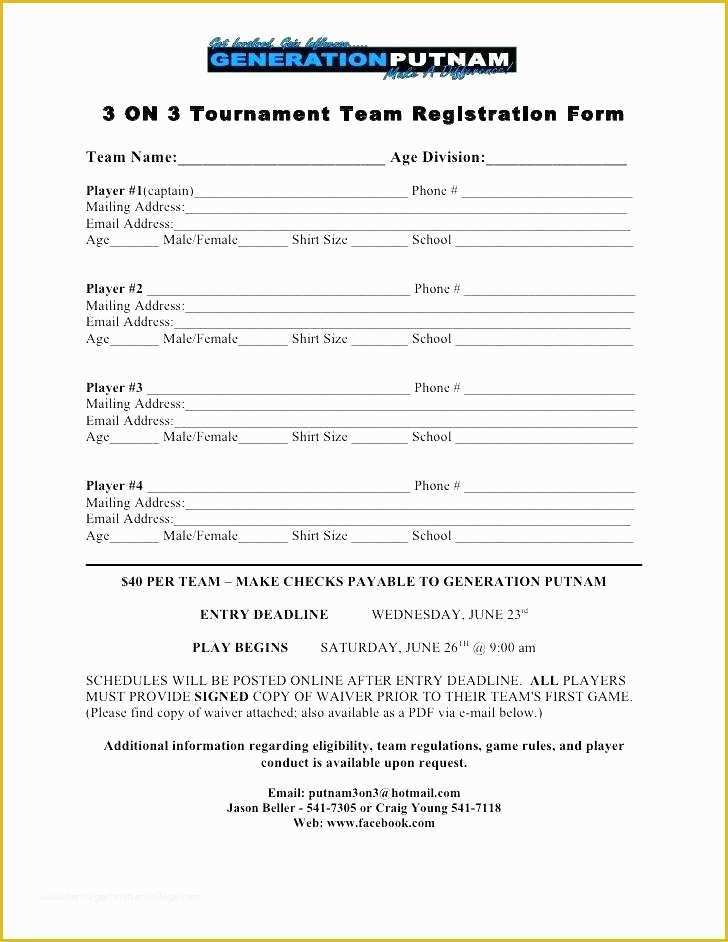  Golf Tournament Registration Form Template 