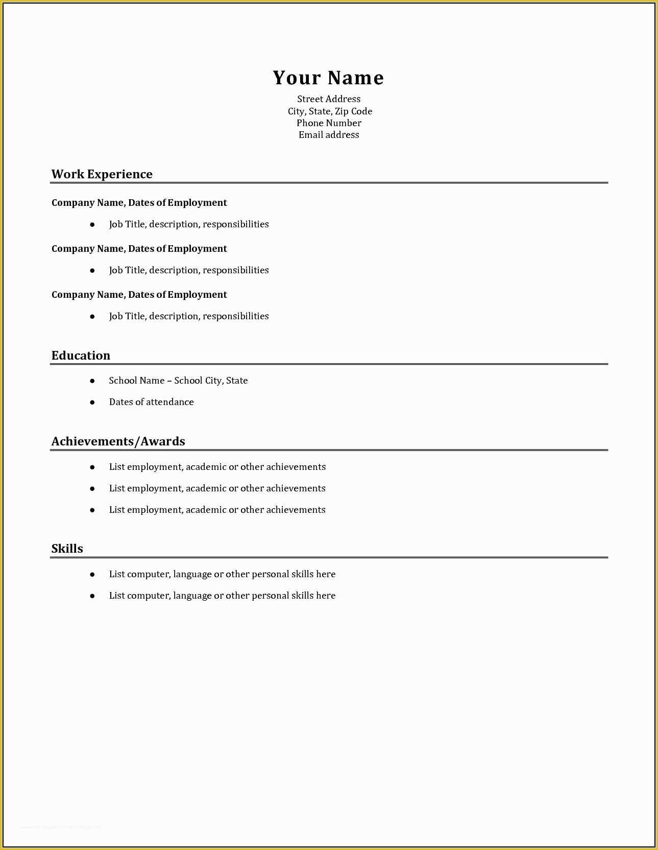 resume google document template