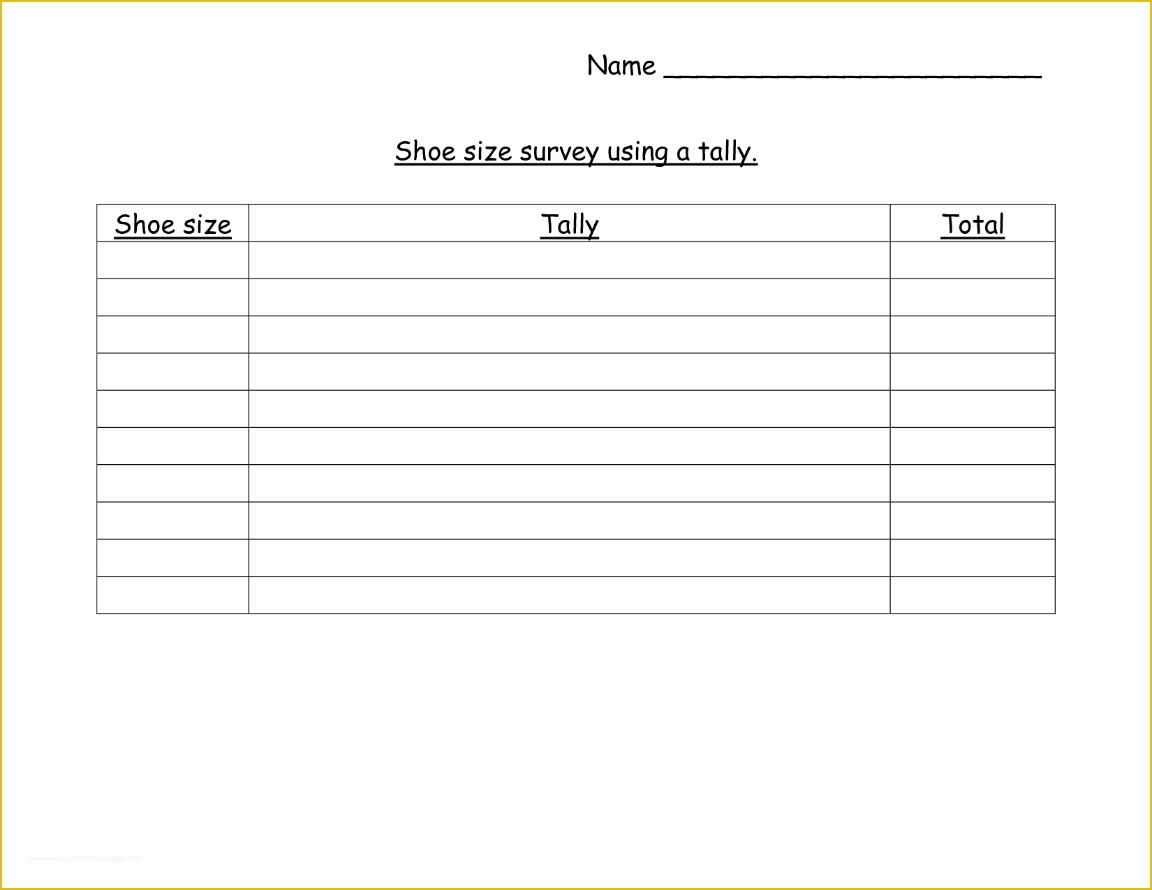 Tally Chart Template