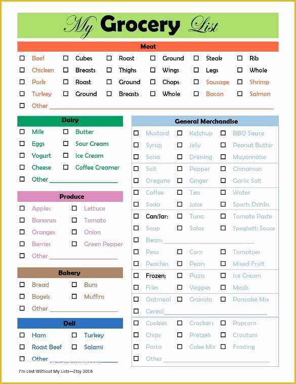 Free Grocery List Template Excel Of Free Monthly Meal Planner for Excel ...