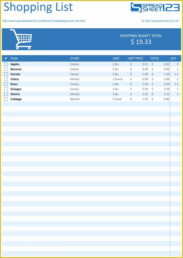 Free Grocery List Template Excel Of Printable Grocery List And Shopping 