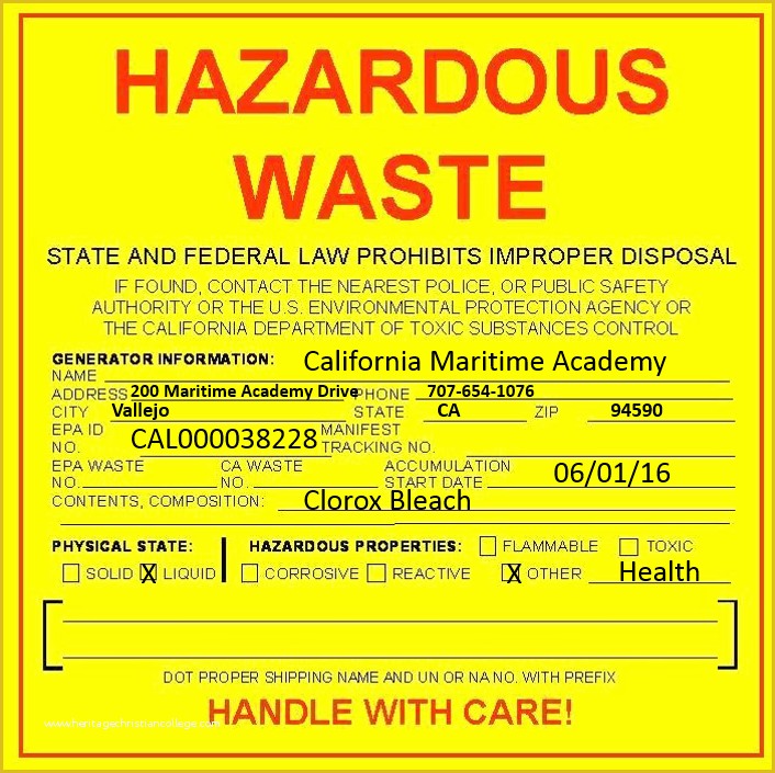 Free Hazardous Waste Label Template Of Washington State Department Of