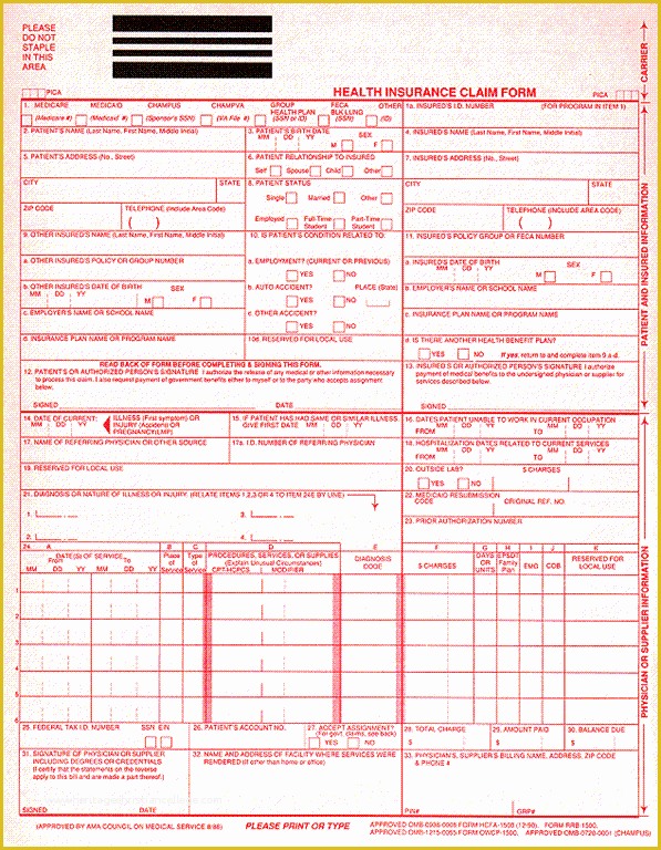 1500 Claim Form PDF Fillable