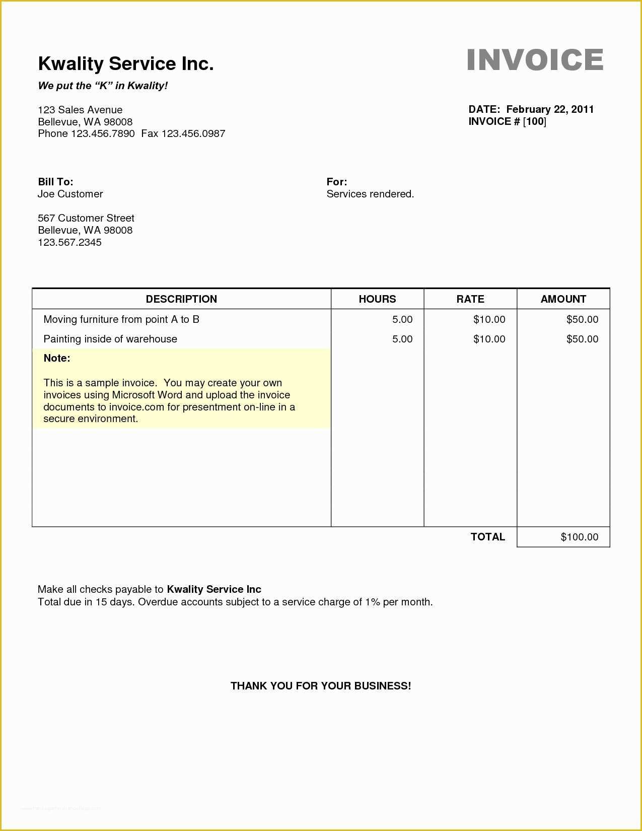 How To Create An Invoice In Word 2010 Plmvp