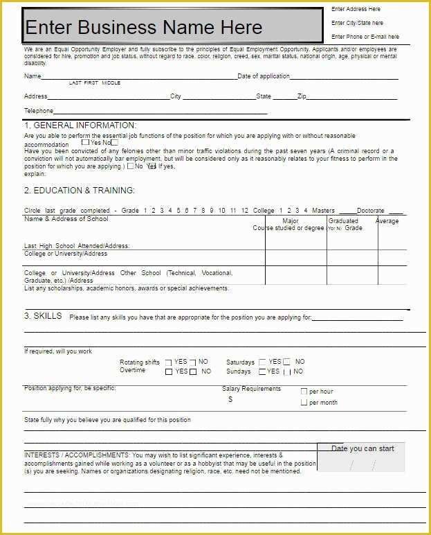 Free Job Application Template Word Document Of 5 Free Blank Employment 