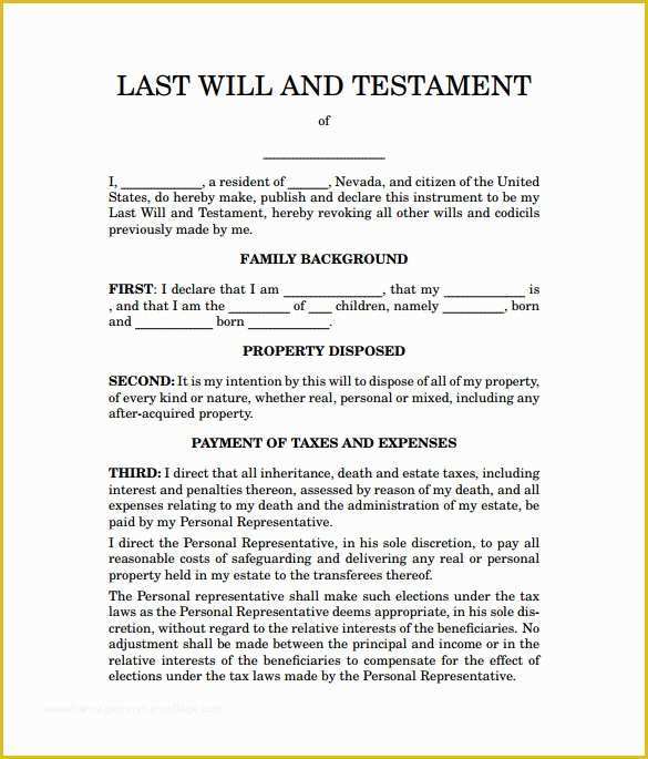 Microsoft Word Last Will And Testament Template
