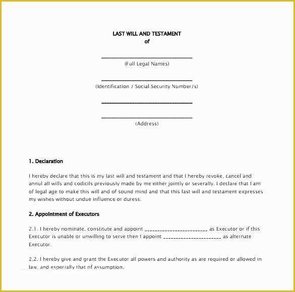 Free Last Will And Testament Template Microsoft Word Of Last Will And Testament Template Form