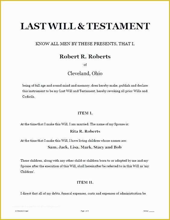  Free Last Will And Testament Template Microsoft Word Of Last Will And 