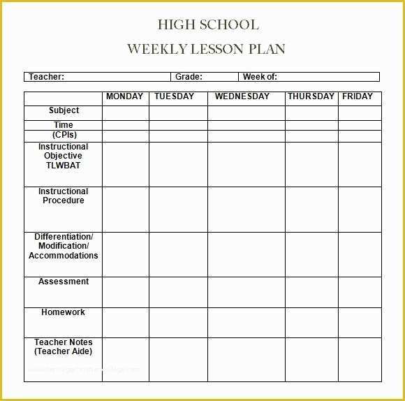 Free Lesson Plan Templates Of Weekly Lesson Plan 8 Free Download For 