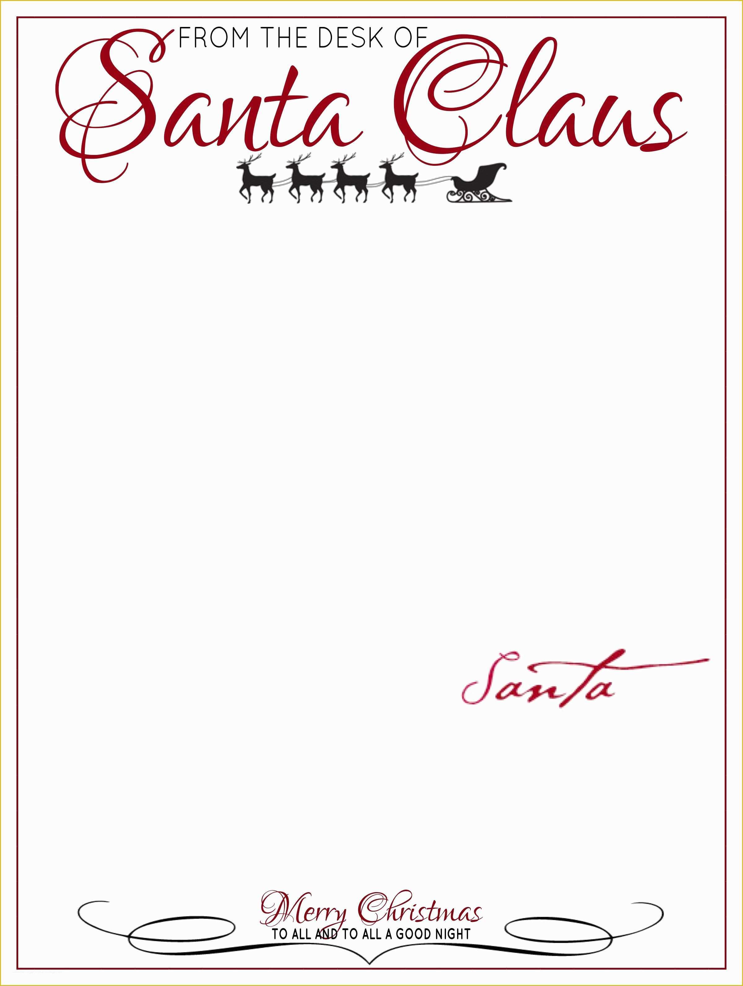 Free Letter From Santa Template Word Of Free Printable Letter From