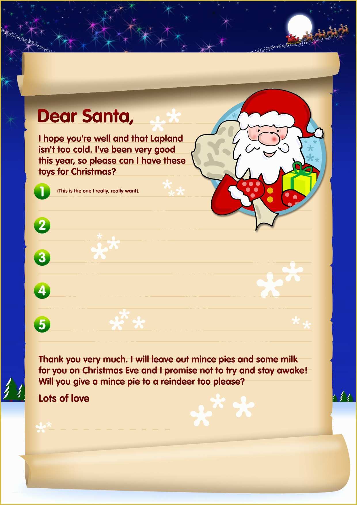 Free Letter To Santa Template Of Free Santa Letters Send A Letter To 